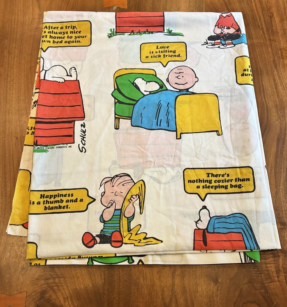 VTG 1971 Snoopy Charlie Brown Peanuts Twin Flat Sheet